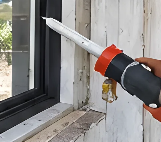 Sealing a new window frame with caulk